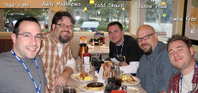 Ben Nadel at CFinNC 2009 (Raleigh, North Carolina) with: Andy Matthews, Todd Sharp, Jason Dean, and Simon Free
