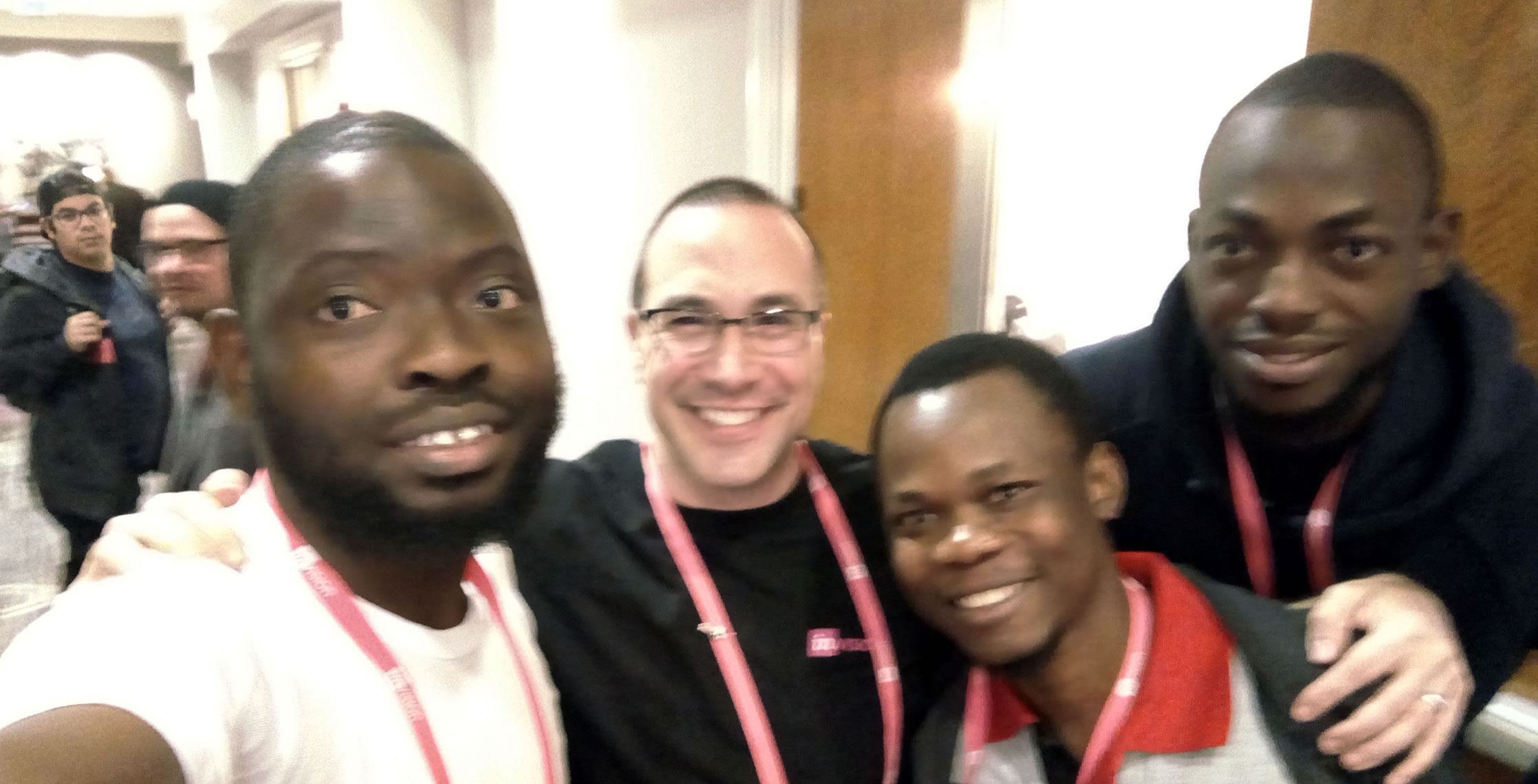 Ben Nadel at InVision In Real Life (IRL) 2018 (Hollywood, CA) with: Azeez Olaniran and Adebayo Maborukoje and Jorg Are