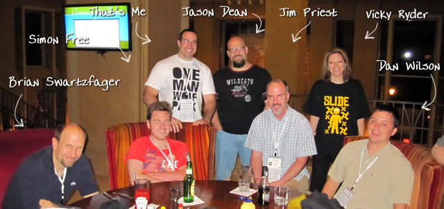 Ben Nadel at CFUNITED 2010 (Landsdown, VA) with: Brian Swartzfager, Simon Free, Jason Dean, Jim Priest, Vicky Ryder, and Dan Wilson