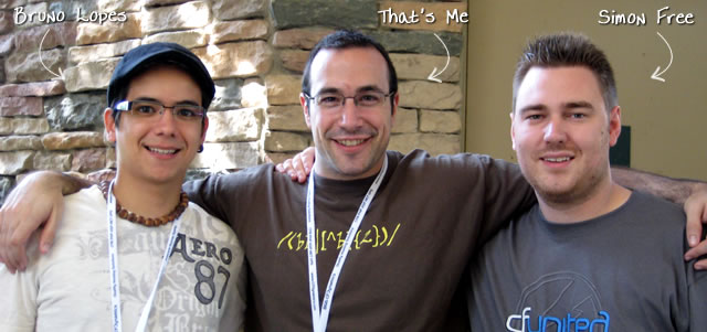 Ben Nadel at CFUNITED 2009 (Lansdowne, VA) with: Bruno Lopes and Simon Free