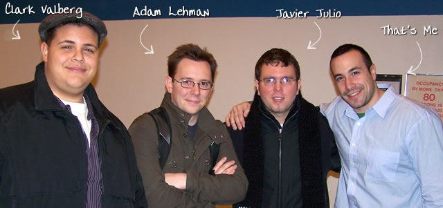 Ben Nadel at the New York ColdFusion User Group (Jan. 2008) with: Clark Valberg, Adam Lehman, and Javier Julio