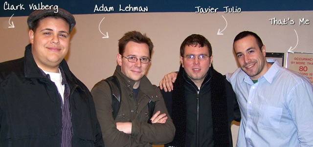 Ben Nadel at the New York ColdFusion User Group (Jan. 2008) with: Clark Valberg and Adam Lehman and Javier Julio