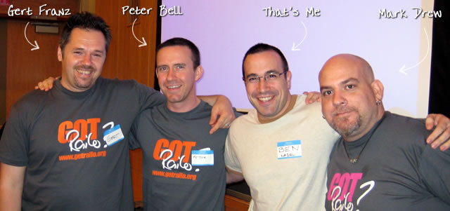 Ben Nadel at the New York ColdFusion User Group (May. 2009) with: Gert Franz and Peter Bell and Mark Drew