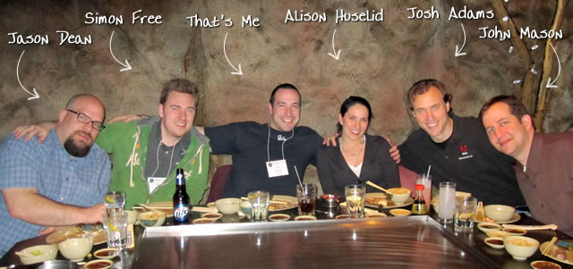 Ben Nadel at cf.Objective() 2010 (Minneapolis, MN) with: Jason Dean, Simon Free, Alison Huselid, Josh Adams, and John Mason