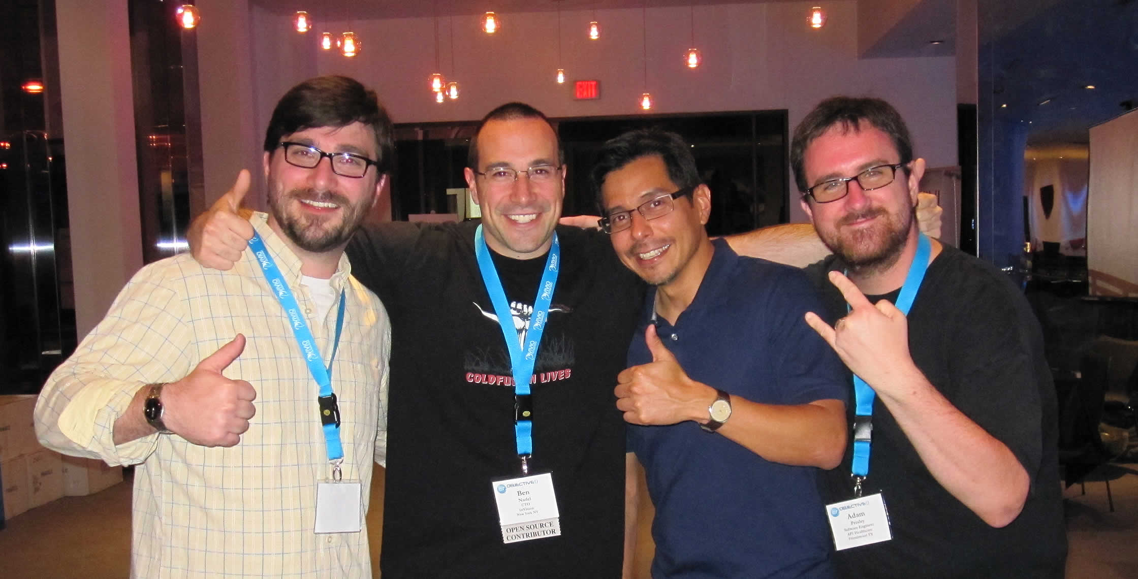 Ben Nadel at cf.Objective() 2013 (Bloomington, MN) with: Jesse Roach, Miguel Olivarez, and Adam Presley