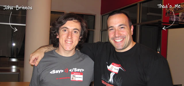 Ben Nadel at the NYC Tech Talk Meetup (Aug. 2010) with: John Britton