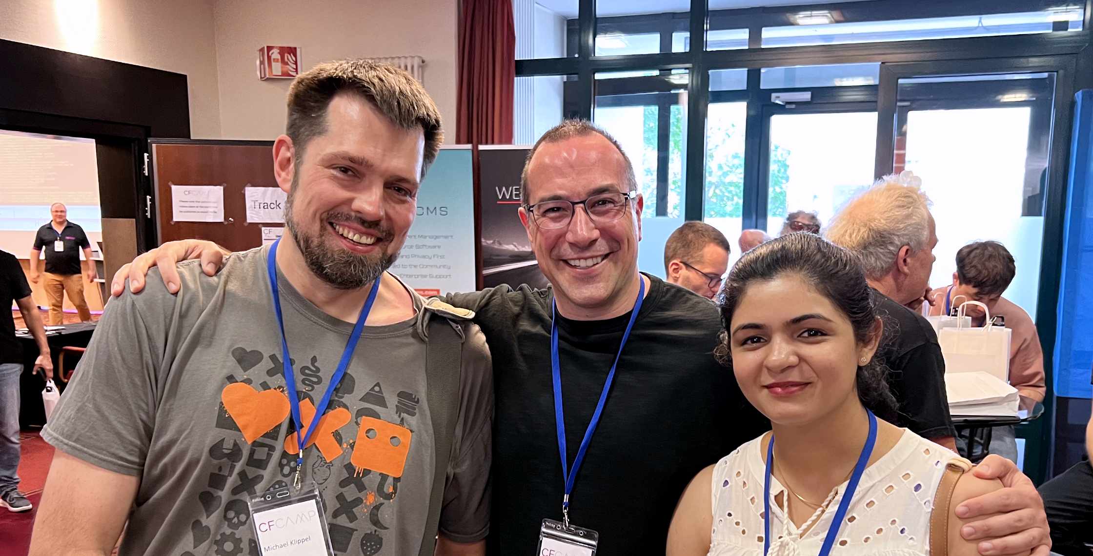 Ben Nadel at CFCamp 2023 (Freising, Germany) with: Michael Klippel and Anna Nidhin