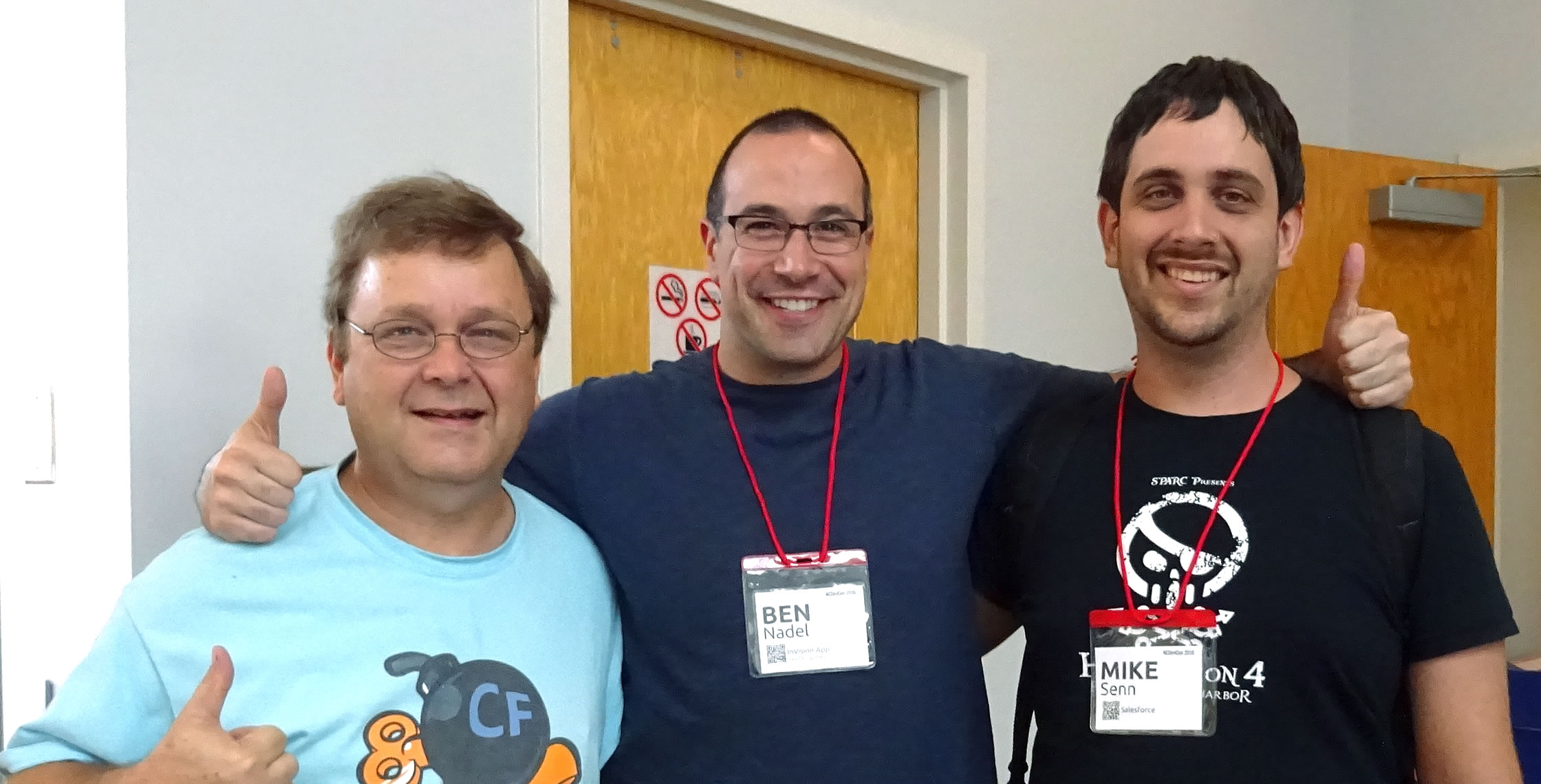 Ben Nadel at NCDevCon 2016 (Raleigh, NC) with: Phillip Senn and Michael Senn