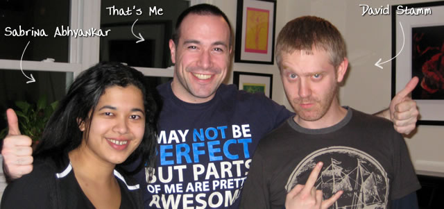 Ben Nadel at the Stammari Suberbowl XLIV Party (Feb. 2010) with: Sabrina Abhyankar and David Stamm