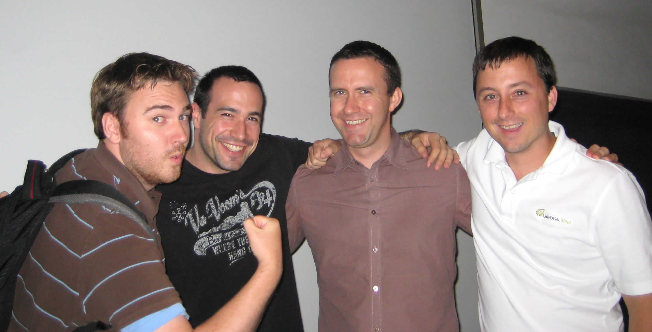Ben Nadel at the New York ColdFusion User Group (Jul. 2008) with: Simon Free and Peter Bell and Dan Wilson