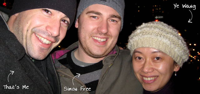 Ben Nadel at the Nylon Technology Christmas Party (Dec. 2008) with: Simon Free and Ye Wang