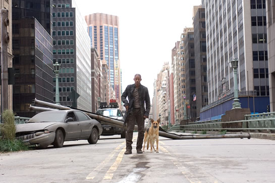 I Am Legend Movie Still - Will Smith And Dog Alone On Road