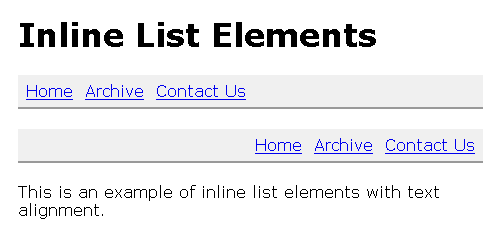 Inline List Elements For Page Navigation Links