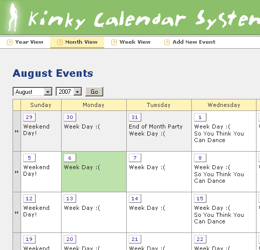 Kinky ColdFusion Calendar System - Event Scripting In ColdFusion Application
