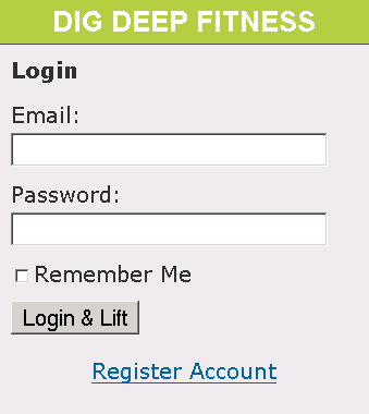 Dig Deep Fitness iPhone Fitness Software Application Prototype - Login Screen