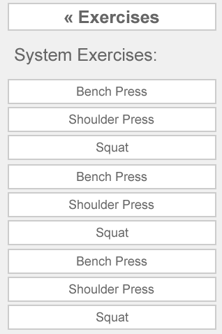 Dig Deep Fitness iPhone Fitness Application System Exercise List