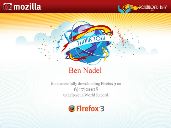 Ben Nadel Helps To Set FireFox 3 Software Download World Record