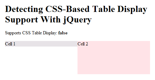 Detecting CSS-Based Table Display Support With jQuery (in IE).