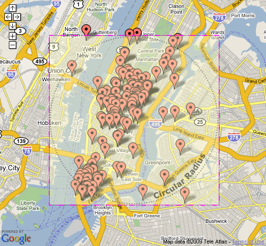 Gathernig Zip Codes Using A Bounding Box Model - Zip Codes Returned Using The Bounding Box Model.