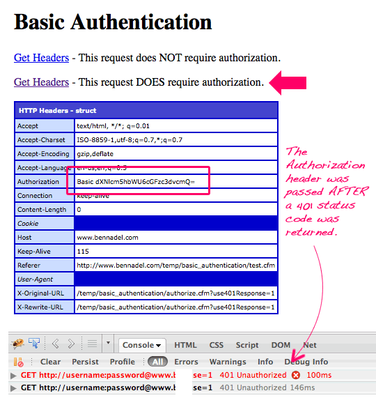 Once a 401 Unauthorized status code is presented, the browser will submit the Basic Authentication Authorization HTTP request header with the request.
