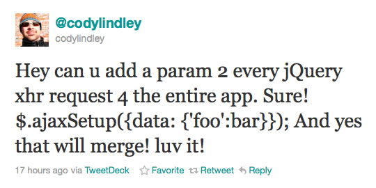 Cody Lindley On $.ajaxSetup().