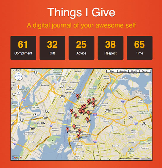Things I Give (ThingsIGive.com) - A Digital Journal Of Your Awesome Self.