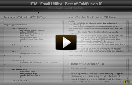 Best of ColdFusion 10 Contest Entry by Ben Nadel.