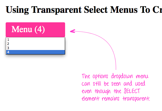 Using Transparent Select Menus To Create Styled Menu Roots