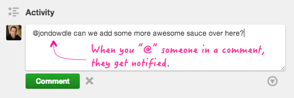 The user experience (UX) of having to mention people in Trello comments.