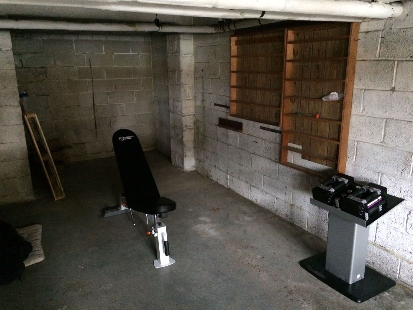 Building a home gym - fitness gear pro utility bench in garage.