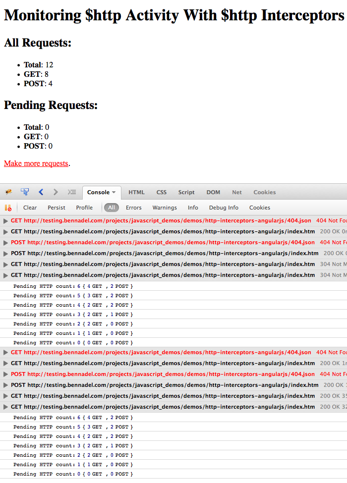 $http activity intercepted by trafficCop, tracking all outgoing, incoming, and pending http requests.