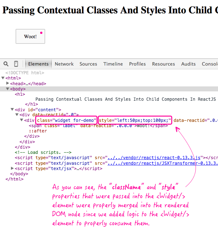 Passing contextual classes and styles into child elements in ReactJS. 
