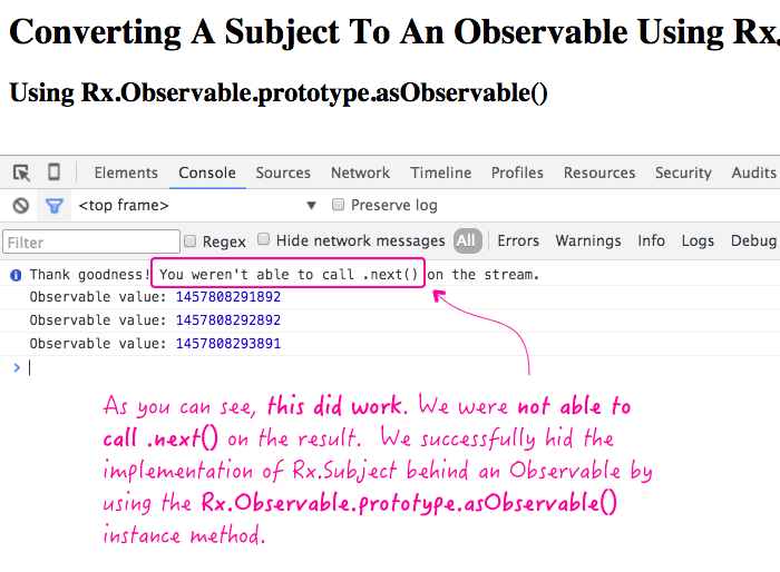 Converting an RxJS Subject to an Observable sequence.