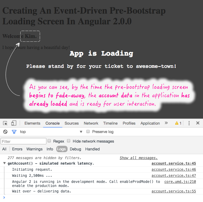 Creating an event-driven pre-bootstrap loading screen in Angular 2.