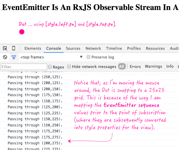 The EventEmitter class in Angular 2 is actually an RxJS observable sequence.