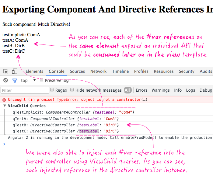 Using exportAs to expose multiple public directive APIs on the same element in Angular 2 Beta 17.