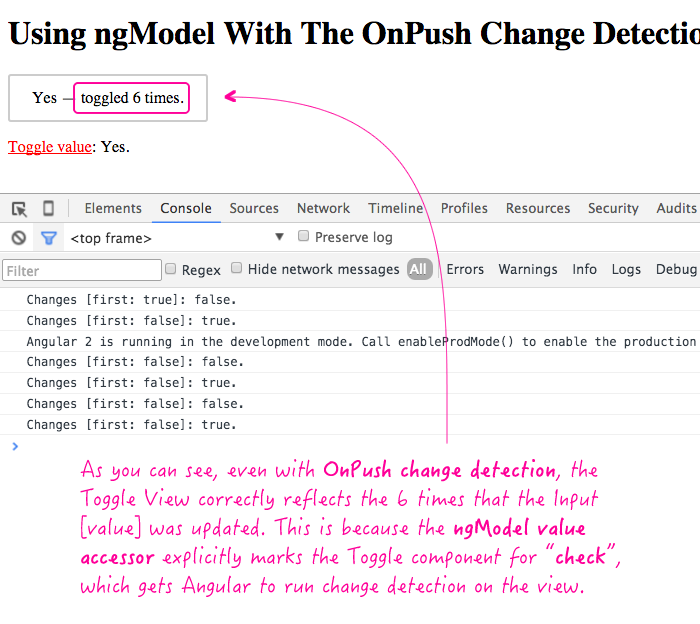 Implementing OnPush change detection with a custom input control using ngModel and Angular 2 Beta 11.