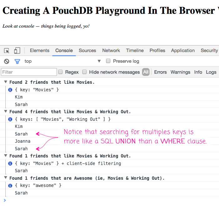 Creating a PouchDB playground in the browser using JavaScript.