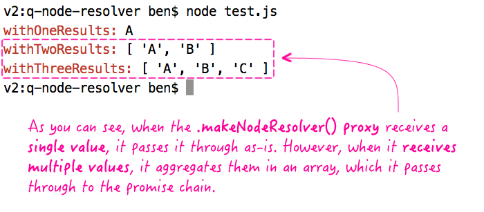 Q's deferred.makeNodeResolver() will aggregate results as an array, when necessary.