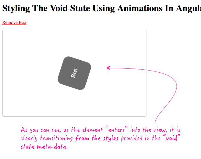 Styling the void state in the animations meta-data in Angular 2 RC 6.