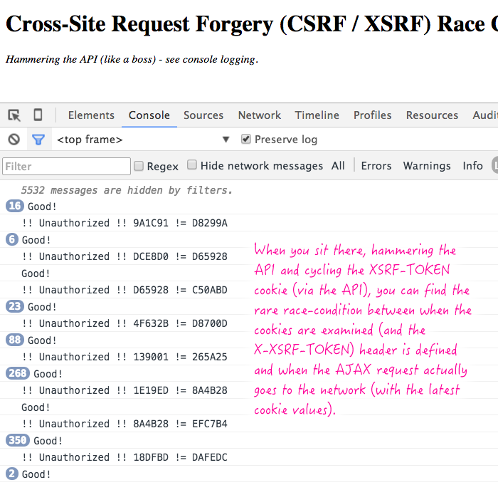 XSRF-TOKEN race condition in AngularJS.