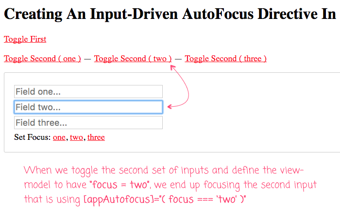 Augmenting the autofocus behavior of the browser using attribute directives an Angular 5.0.2.