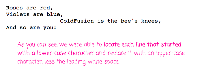 Using ColdFusion closures to perform regular expression pattern match replacement.