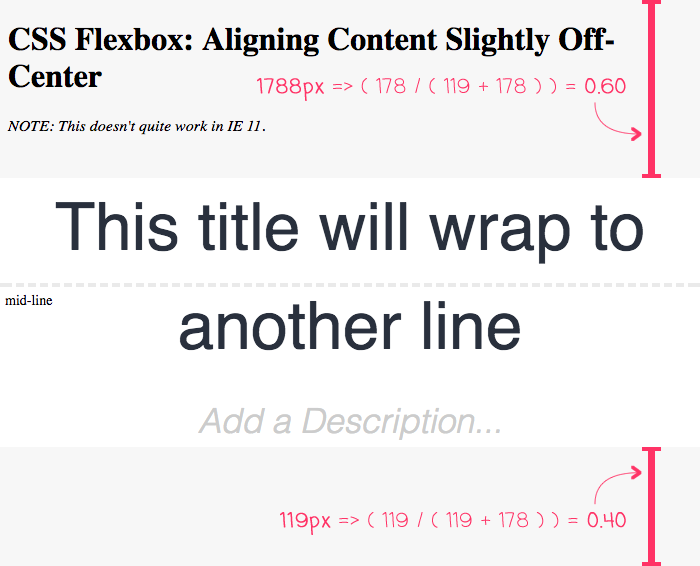 Using CSS flexbox to keep dynamic content vertically off-center.