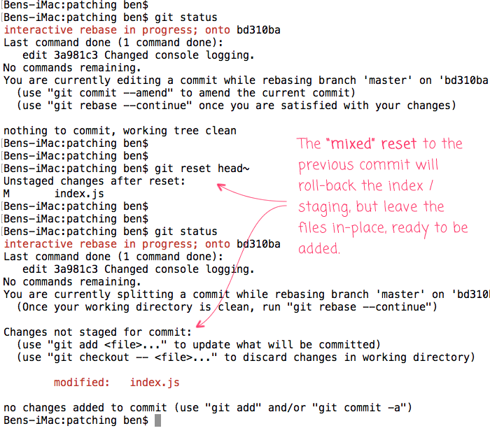 Using git add --patch to split commits and rewrite history.
