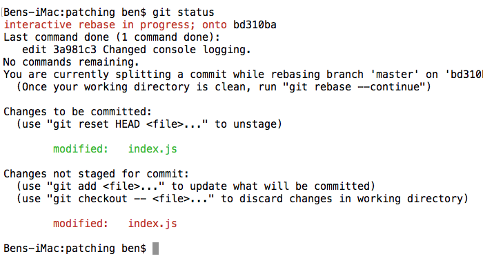 Using git add --patch to split commits and rewrite history.