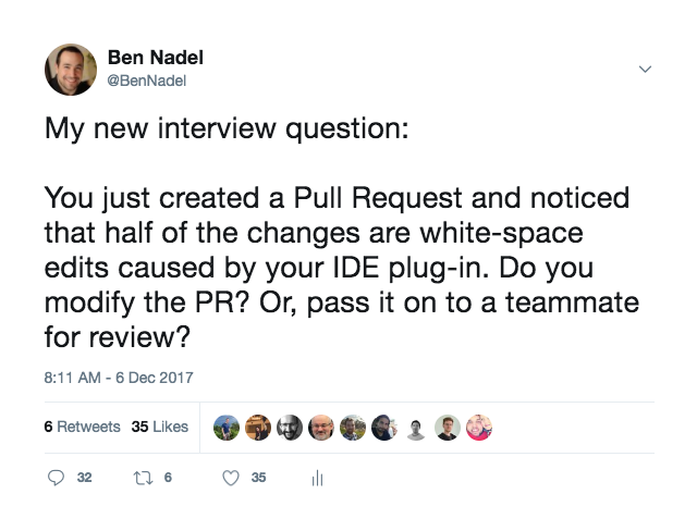 Handling PRs with white-space edits.