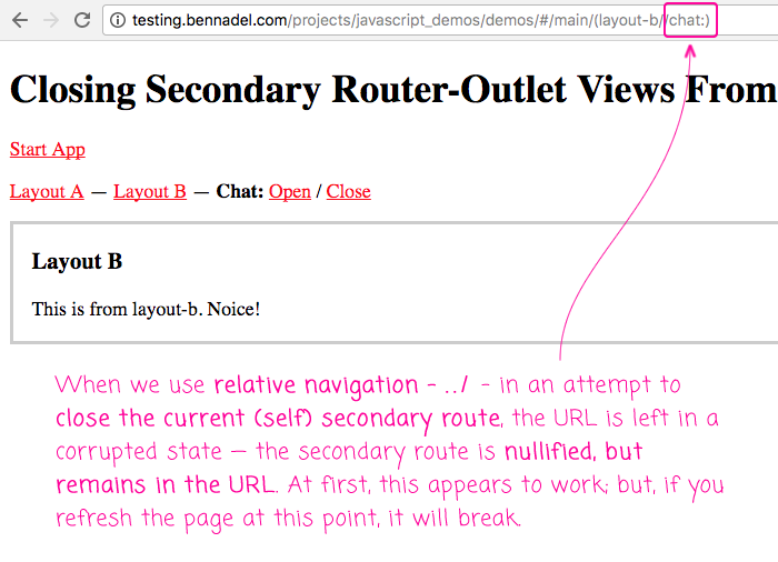 vegetarisk atom episode Closing Secondary Router-Outlet Views From Within The Named-Route View  Components In Angular 4.4.4