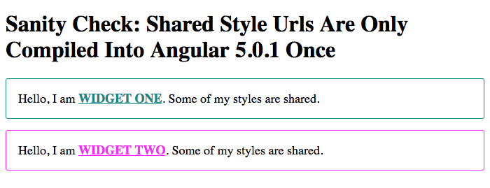 Sharing style URLs in Angular components.
