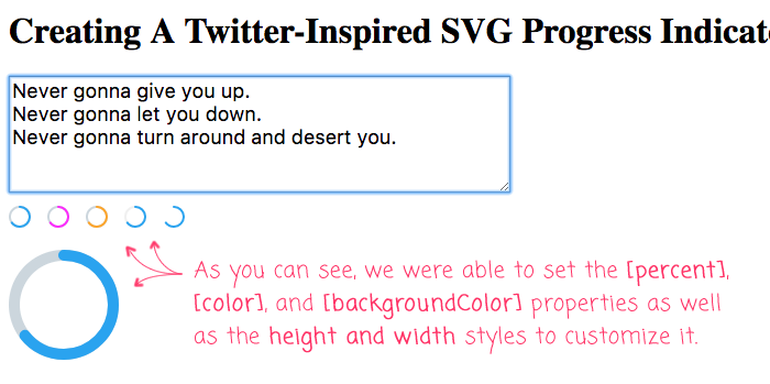Building a twitter-inspired SVG progress indicator in Angular 5.0.1.